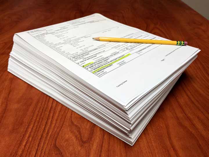Photo: a 600-page document on a table